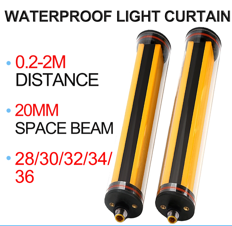 Waterproof Safety Light Curtain – IP68, 20 mm Resolution, Industrial Grade