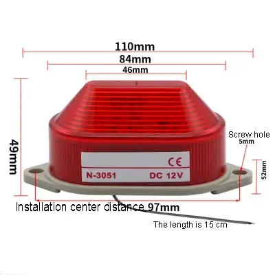 Thumbnail: LED Warning Indicator Light – 12 V DC, Flashing, Compact Design
