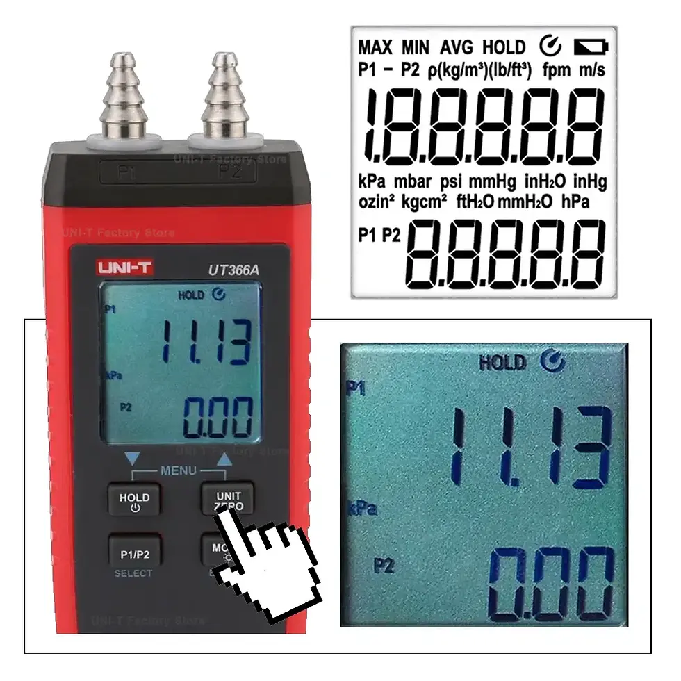 Thumbnail: Digital Differential Pressure Gauge & Manometer with Air Velocity Measurement