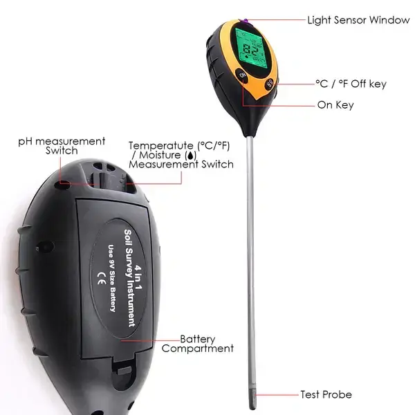Thumbnail: 4-in-1 Digital Soil Tester – pH, Moisture, Temperature & Light Meter for Lawn