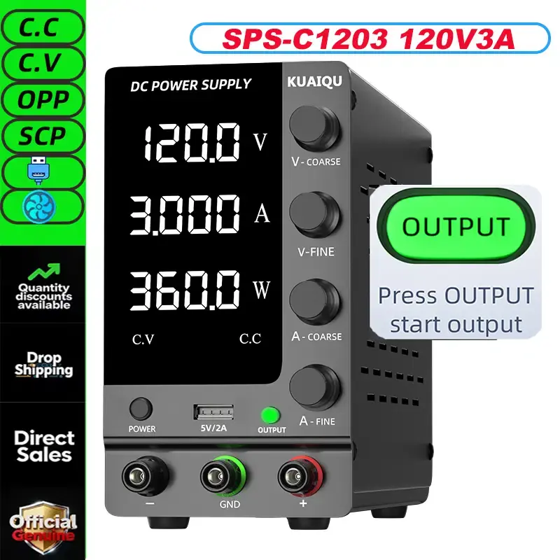 Thumbnail: Precision DC Bench Power Supply – 0–32V 0–3A with OVP/OCP Alarms & USB