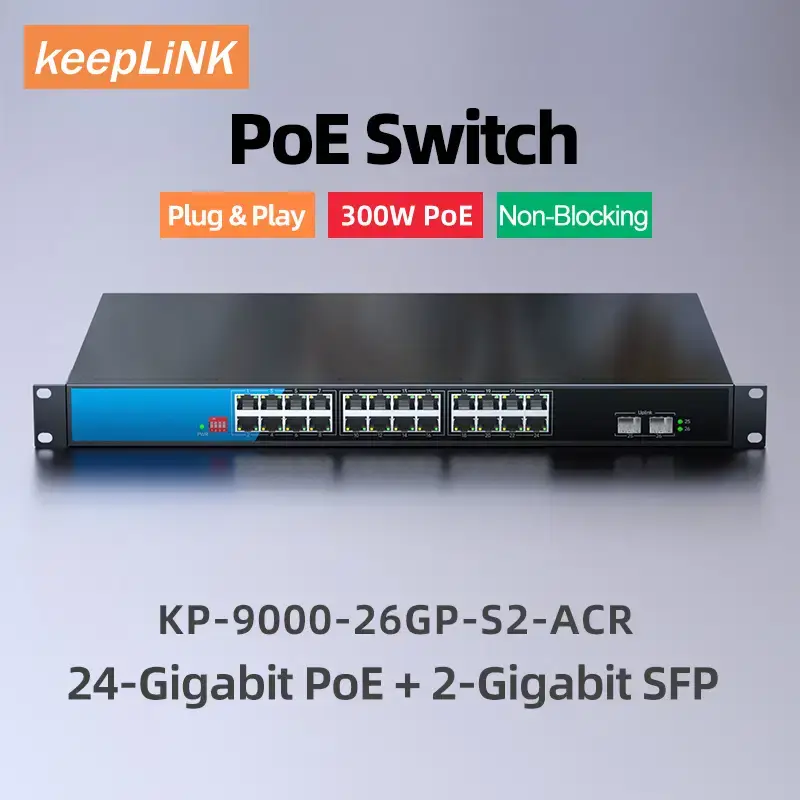 Thumbnail: 26-Port Gigabit PoE Ethernet Switch with 24 × PoE Ports and 2 × SFP Uplinks