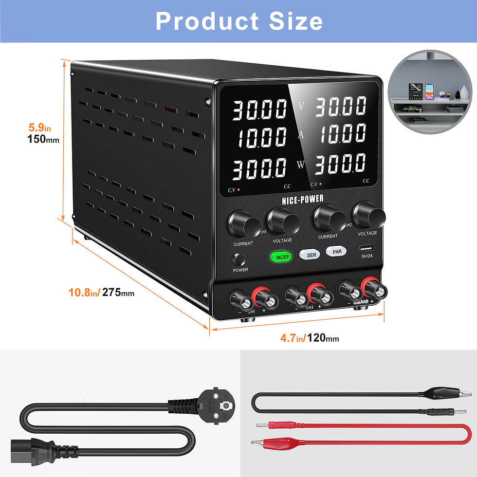 Thumbnail: Dual-Output Adjustable DC Bench Power Supply with Series & Parallel Modes (4-in-1)