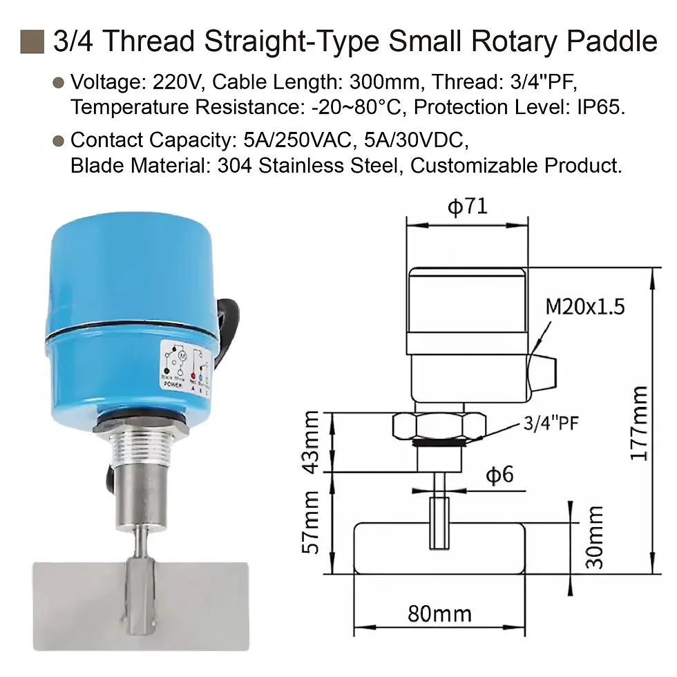 Thumbnail: Rotary Paddle Level Switch for Bulk Solids – Threaded Silo Level Sensor