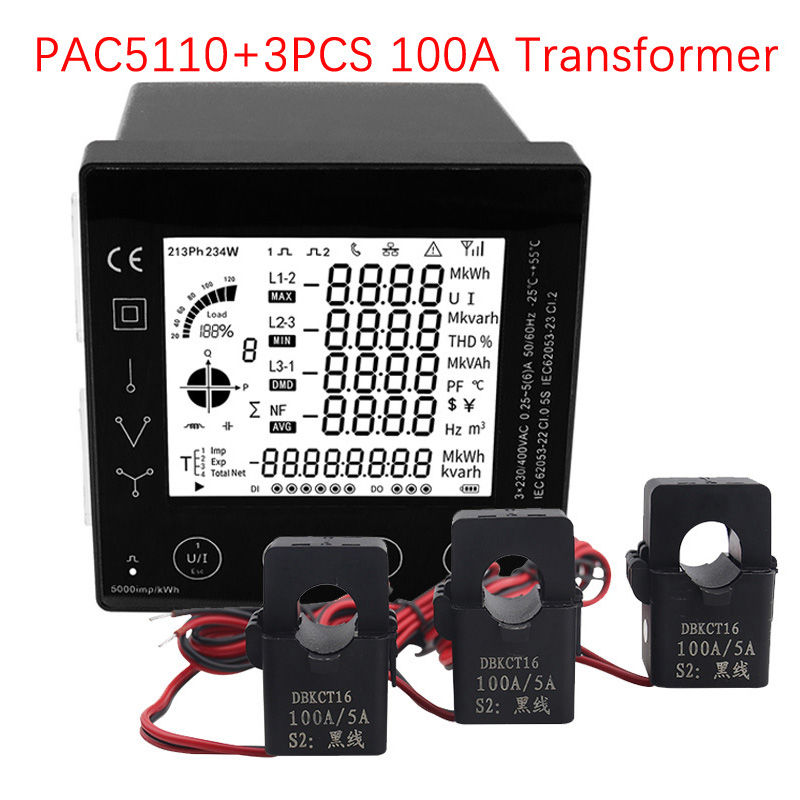 Thumbnail: 3 Phase Energy Meter with CT Input | RS485 Modbus Power Monitoring Meter