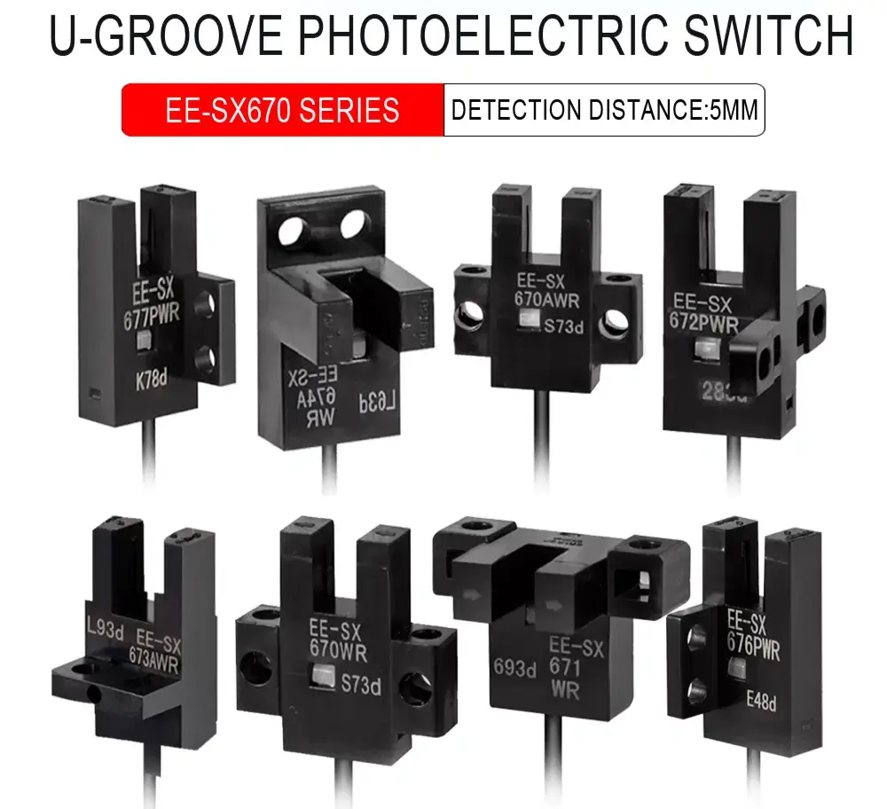 U-Type Photoelectric Sensor Switch – Slot Optical Detection, 1 m Cable