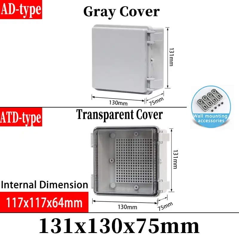 Thumbnail: IP66 Waterproof Gray/Transparent ABS Enclosure Electrical Junction Box Outdoor S