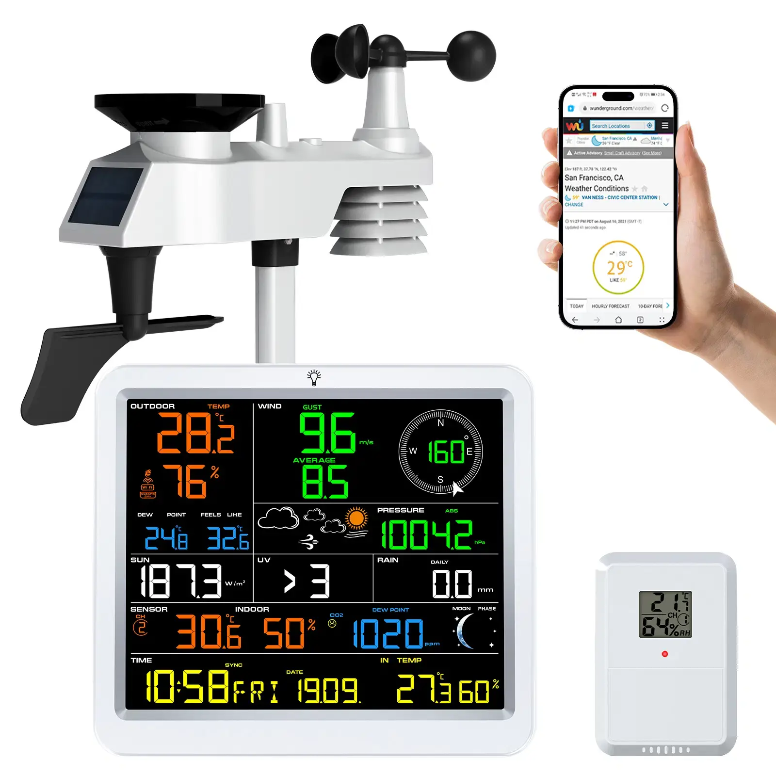 15-in-1 WiFi Weather Station with CO₂ Monitoring and Large Colour Display