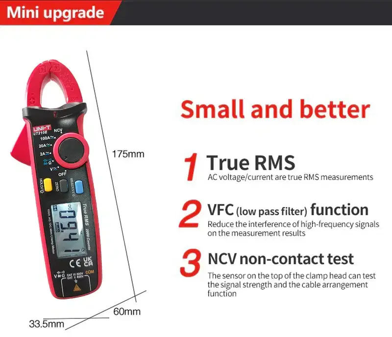 Thumbnail: Mini AC/DC Clamp Meter – Compact Auto-Ranging Electrical Tester