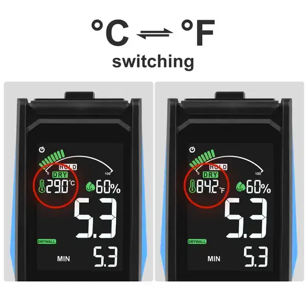 Thumbnail: Non-Destructive Moisture Meter – Dual Display with Material Modes & Environment