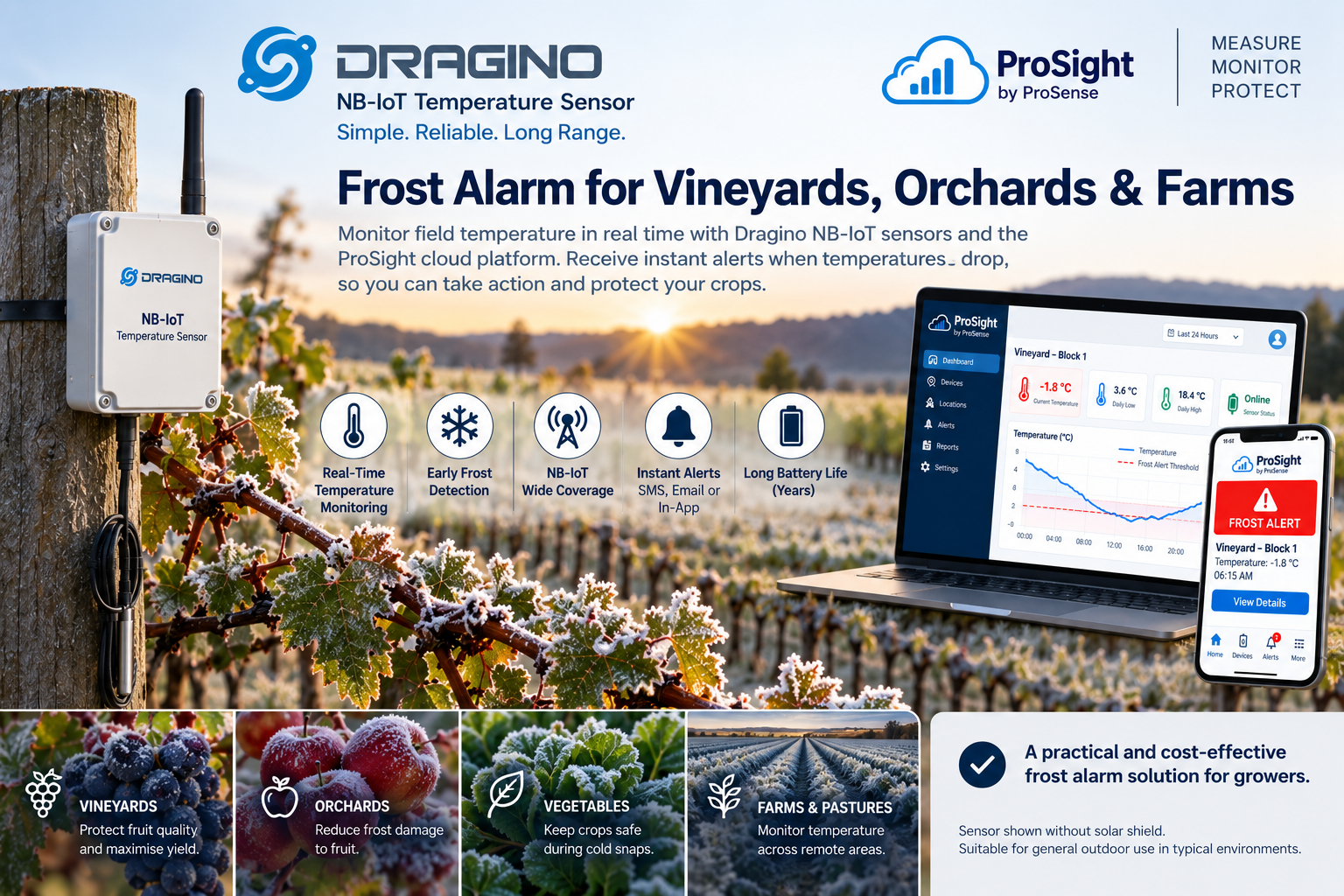 4G / NB-IoT Frost Alarm – Wireless SMS & Email Temperature Alert System