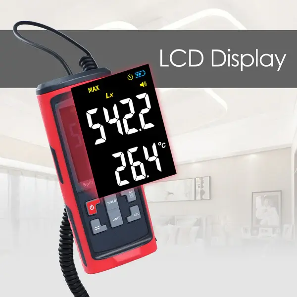 Split Type Digital Light Lux Meter with Temperature Measure