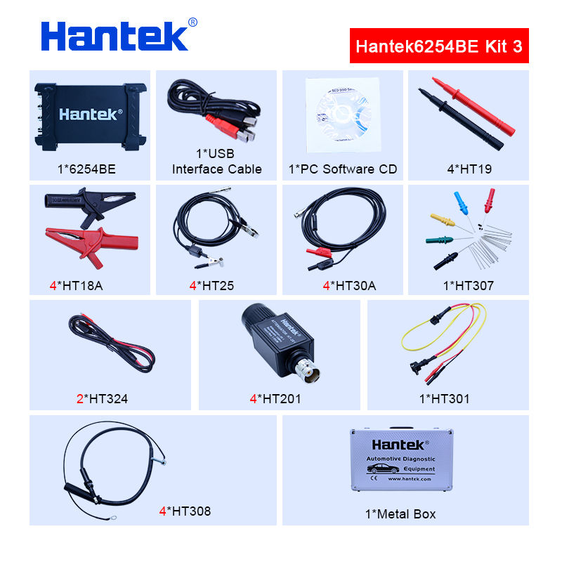 Thumbnail: Automotive USB Digital Oscilloscope Kit – 4 Channel 250MHz 1GSa/s PC-Based Diagnostic System