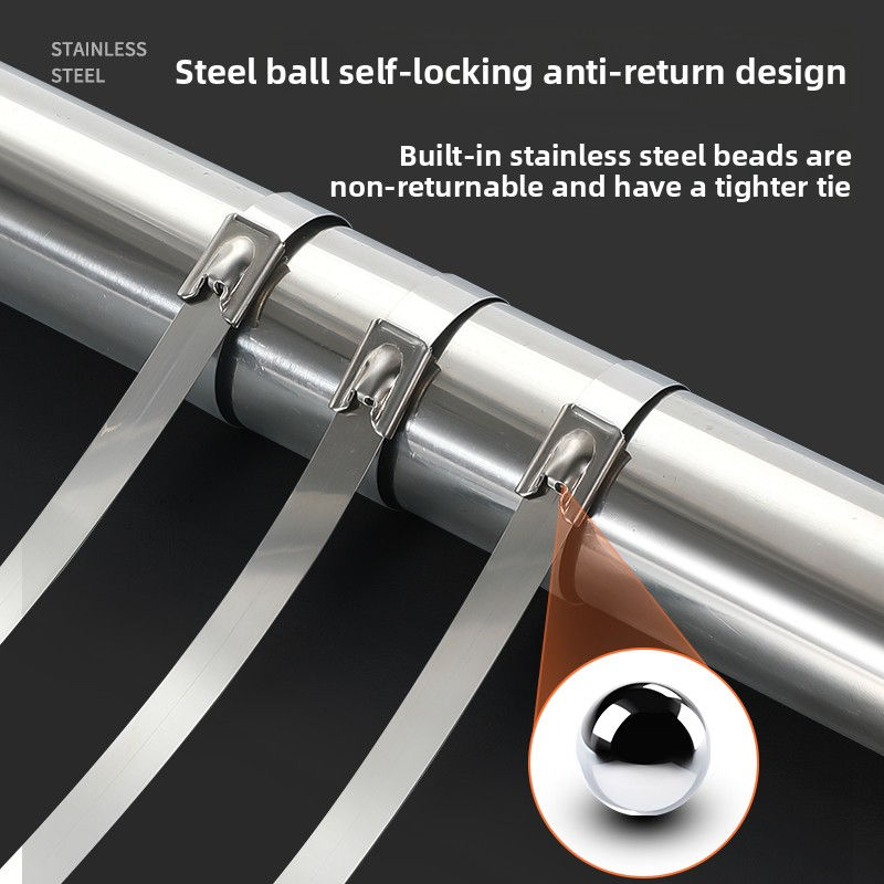 Thumbnail: 304 Stainless Steel Cable Ties – Heavy-Duty Metal Locking, Reusable