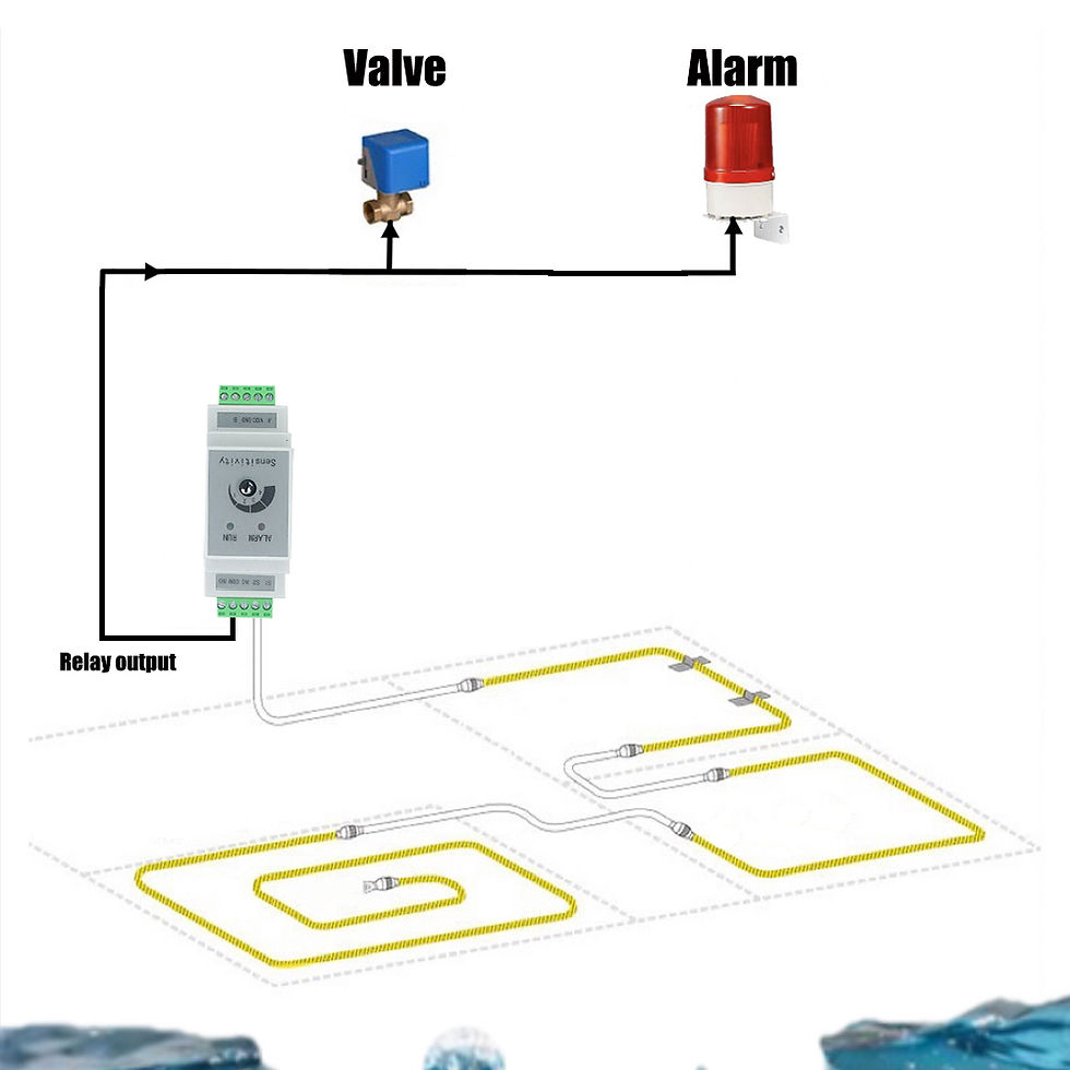Thumbnail: DIN Rail Liquid Leakage Detector – Relay Output, 10 m / 20 m Sensor Cable