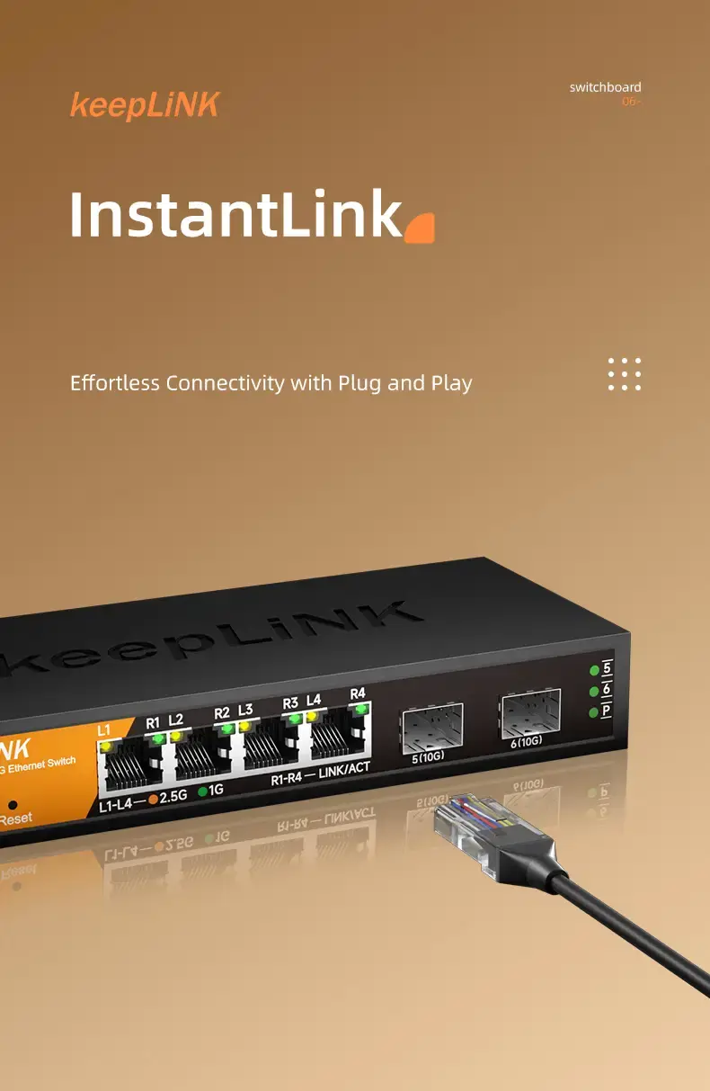 Thumbnail: 6-Port Multi-Gigabit Managed Ethernet Switch with 4 × 2.5Gb RJ45 and 2 × 10Gb
