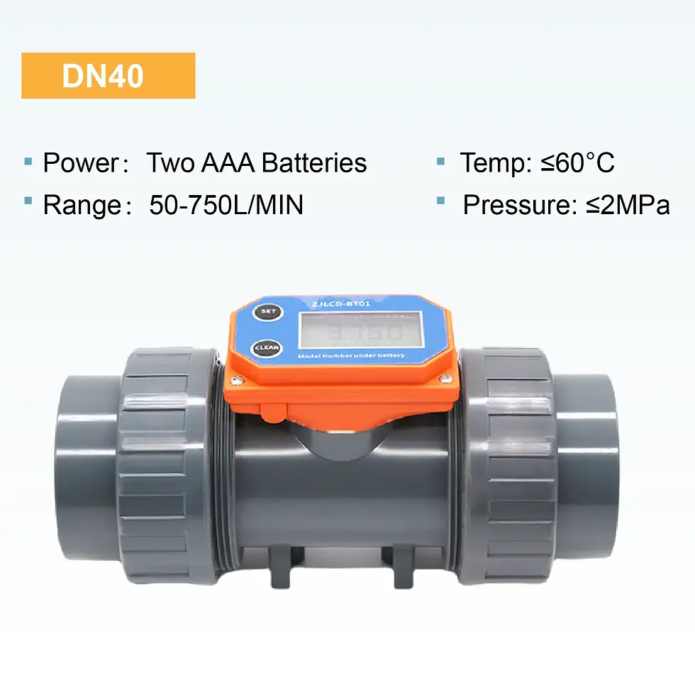 Thumbnail: Inline PVC Digital Flow Meter with LCD Display Battery or 5-24VDC Power