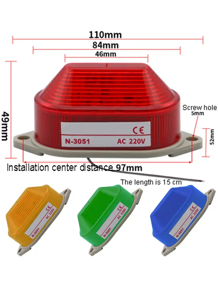 Thumbnail: LED Warning Indicator Light – 12 V DC, Flashing, Compact Design