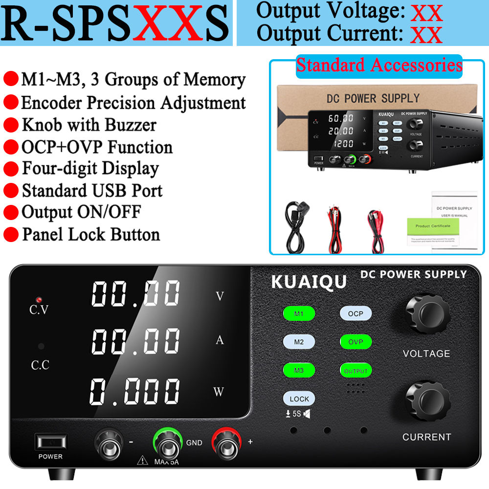High-Power Adjustable DC Bench Power Supply – Up to 1200 W with Programmable Protection