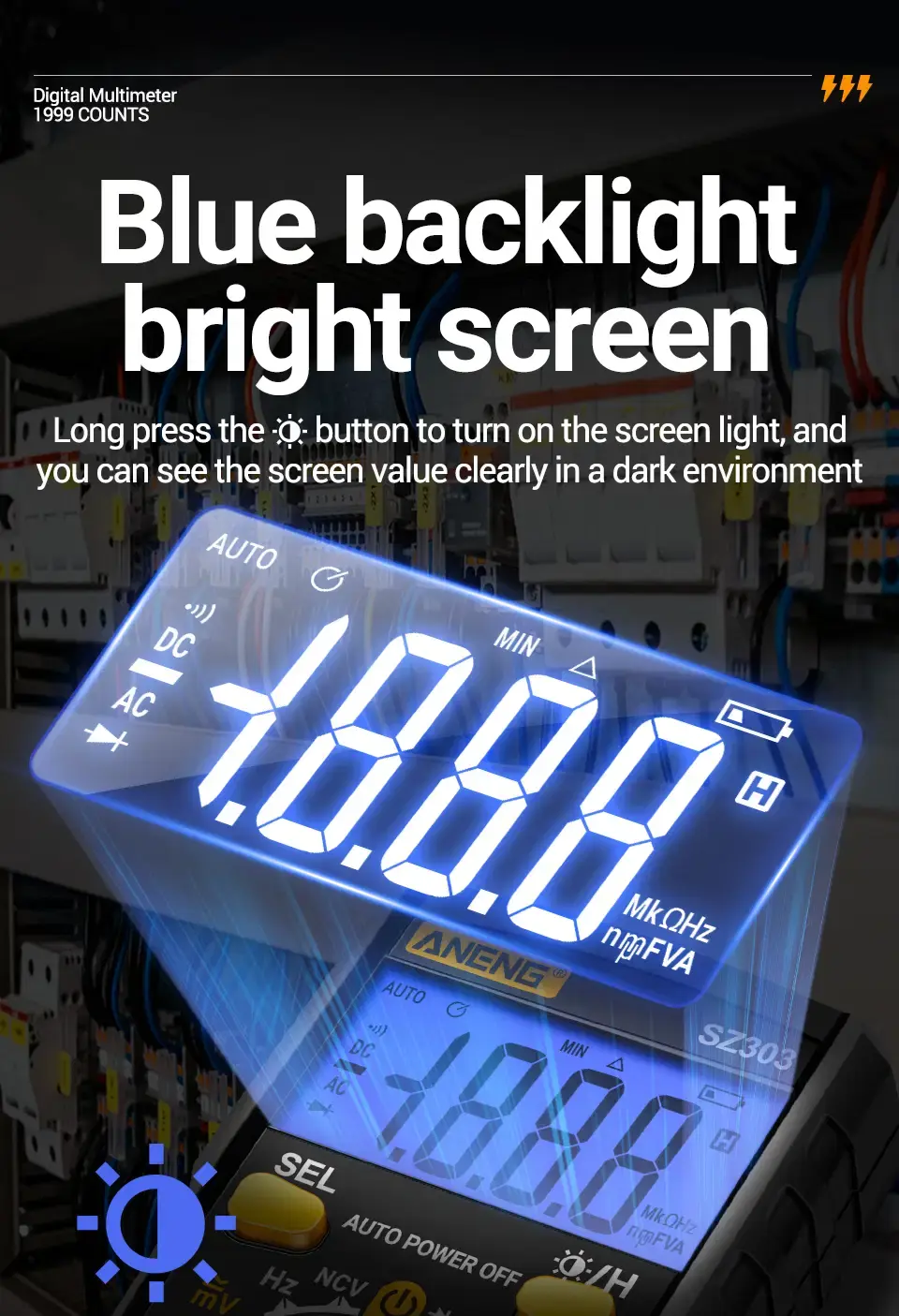 Thumbnail: Smart Digital Multimeter | AC/DC Voltage, Current & NCV Tester (1999 Count)