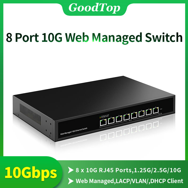Thumbnail: 8-Port 10Gb Smart Web-Managed Ethernet Switch | 10G RJ45 | VLAN / QoS / LACP