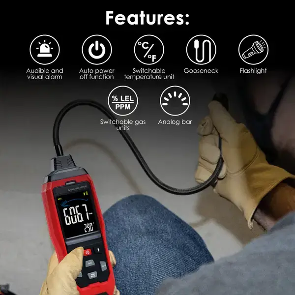 Thumbnail: High-Sensitivity Gas Leak Detector with Flexible Probe, Audible & Visual Alarm