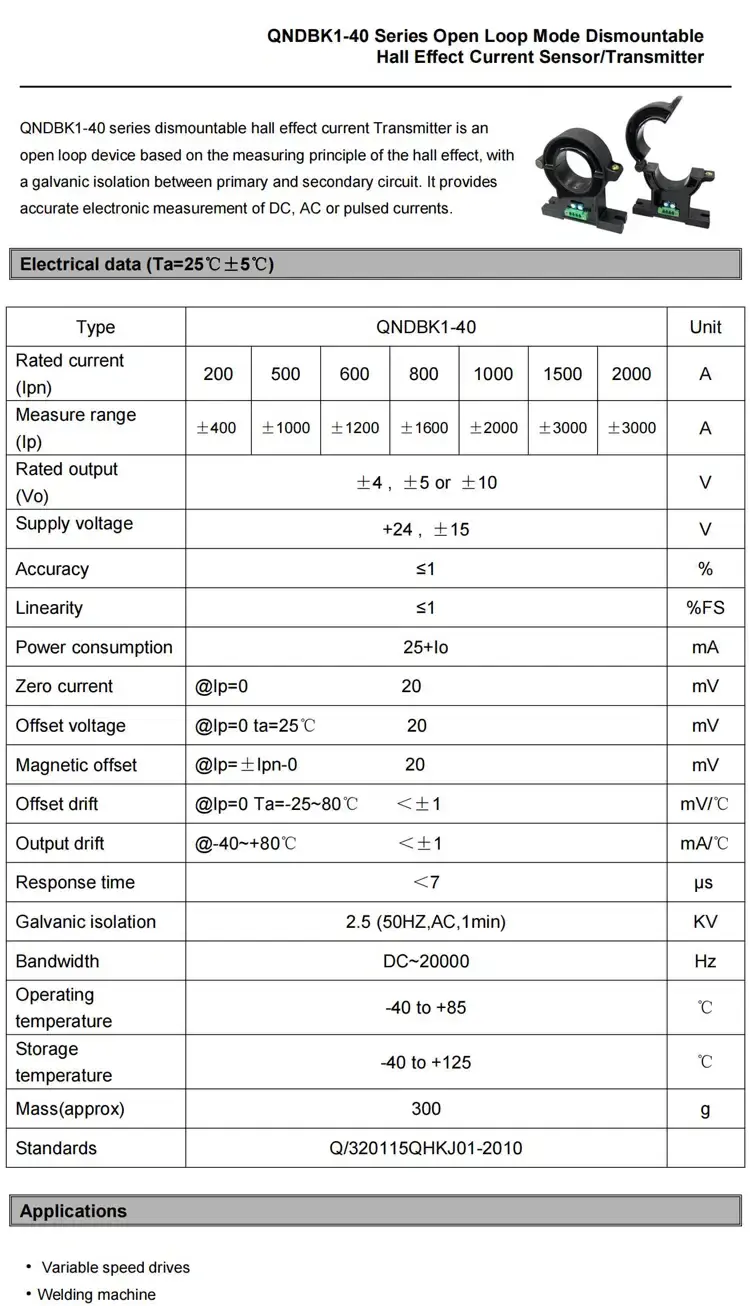 Thumbnail: High-Current Hall Effect Clamp Sensor with 4–20mA / Voltage Output
