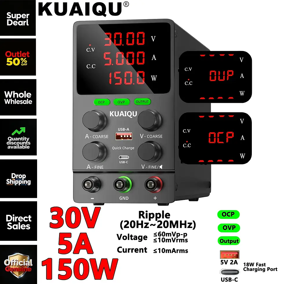 Thumbnail: Programmable DC Bench Power Supply – 30V to 120V, 0–10A with OVP/OCP