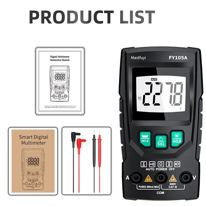 Smart Mini Digital Multimeter | 4000 Count Auto-Ranging Electrical Tester