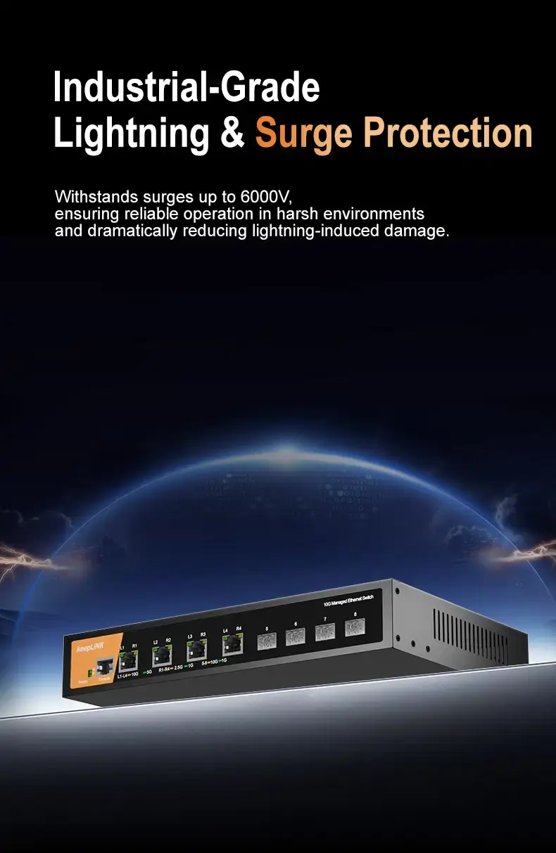Thumbnail: 8-Port 10Gb Layer 3 Managed Ethernet Switch with 4 × 10G Base-T and 4 × 10G SFP+