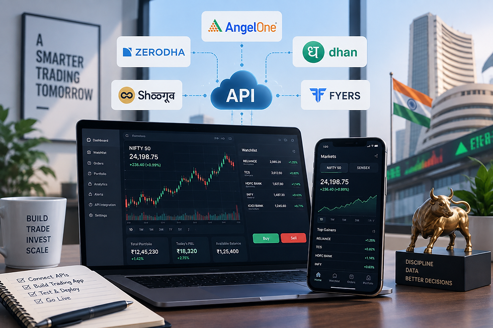 Top 5 APIs for Building a Stock Trading App in India (Zerodha, Angel, Dhan, Shoonya, Fyers)