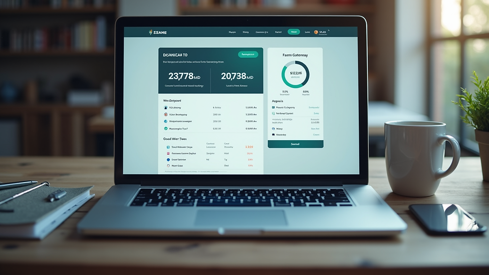 Eye-level view of a laptop screen showing payment gateway dashboard