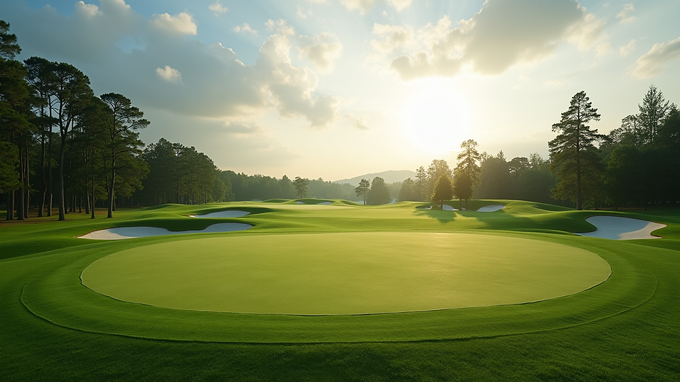 Eye-level view of a golf course with a clear layout of holes and greens