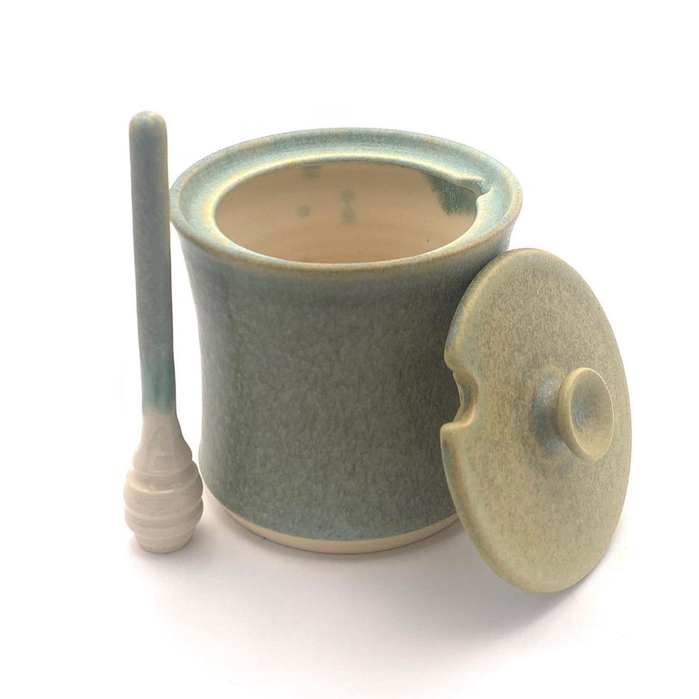 Thumbnail: Handmade Ceramic Honey pot with dipper