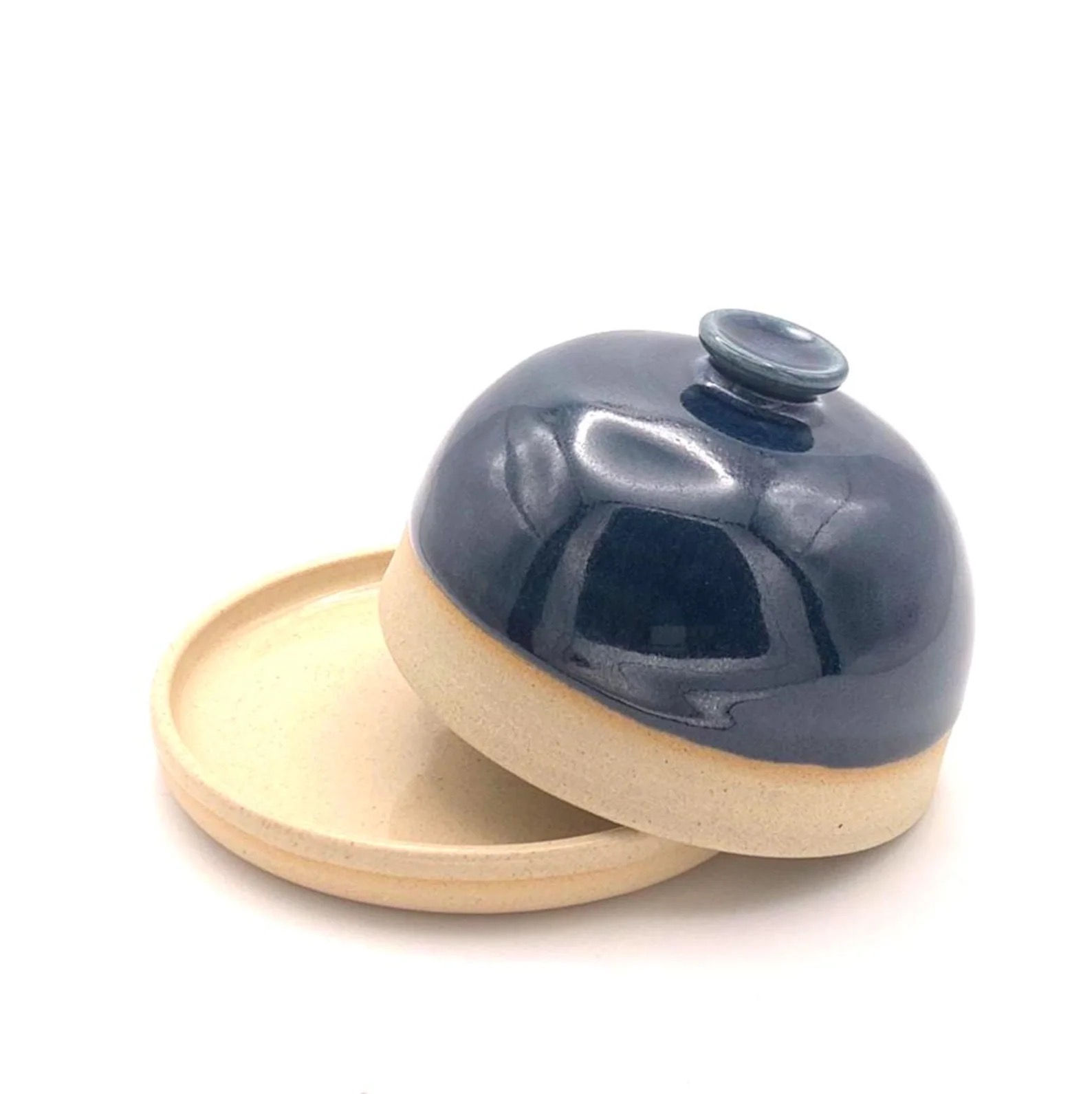Small domed butter dish with lid Midnight glaze