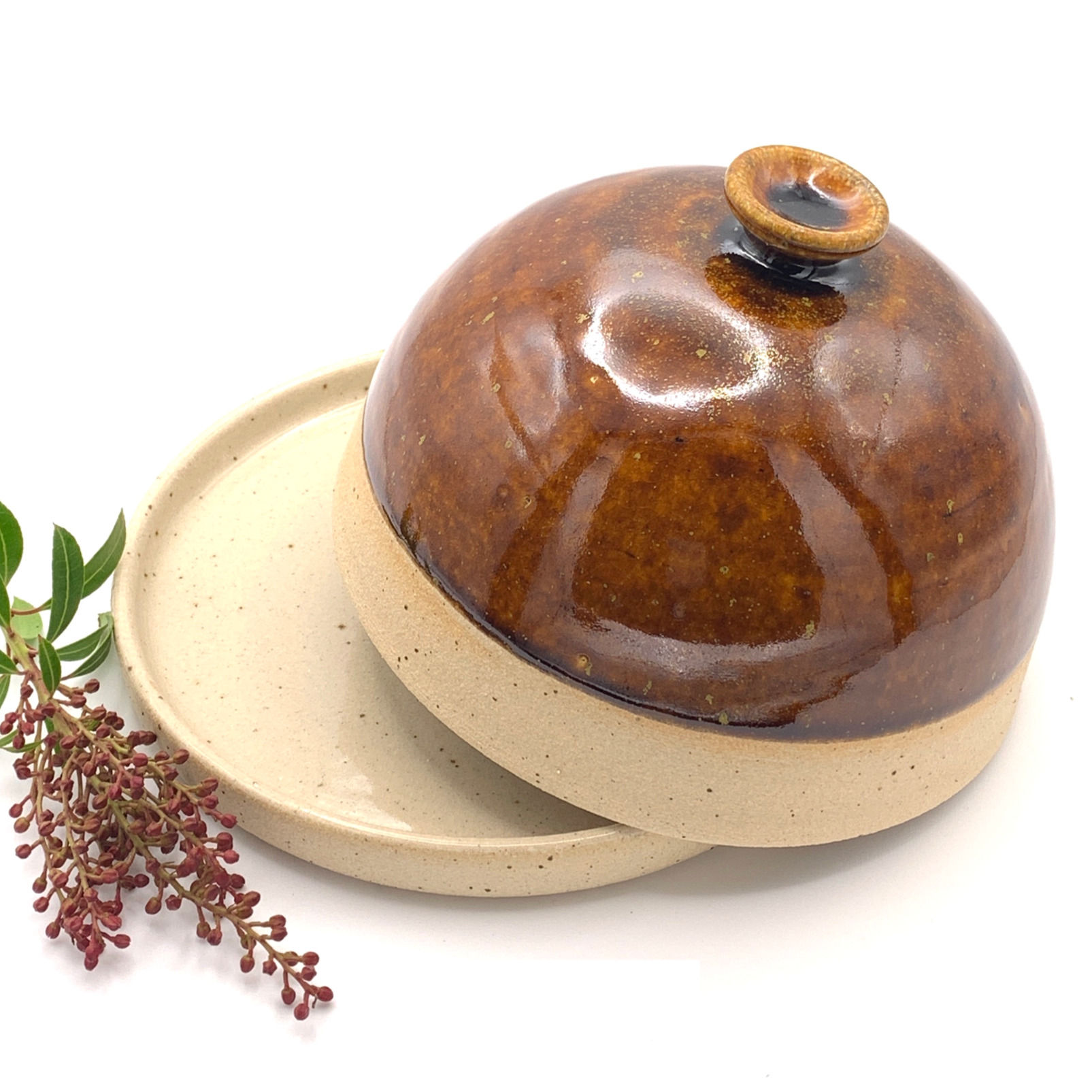 Ceramic Large domed Butter Dish in Exmoor glaze