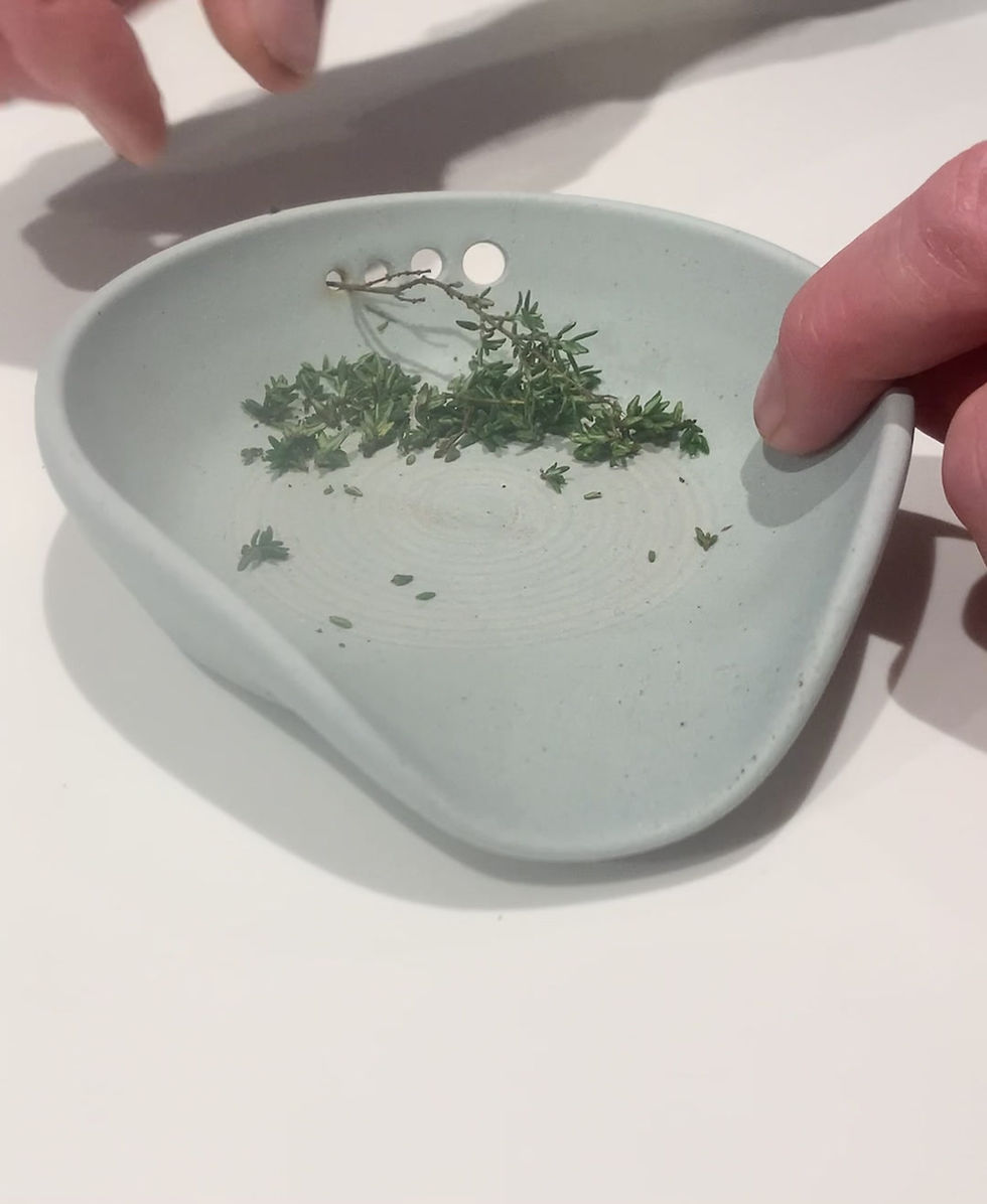 Thumbnail: Handmade Ceramic Spoon Rest: Garlic Grater & Herb Stripper