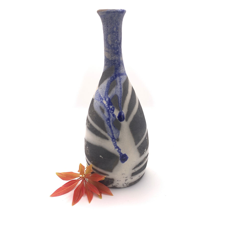Thumbnail: Raku vase blue drip