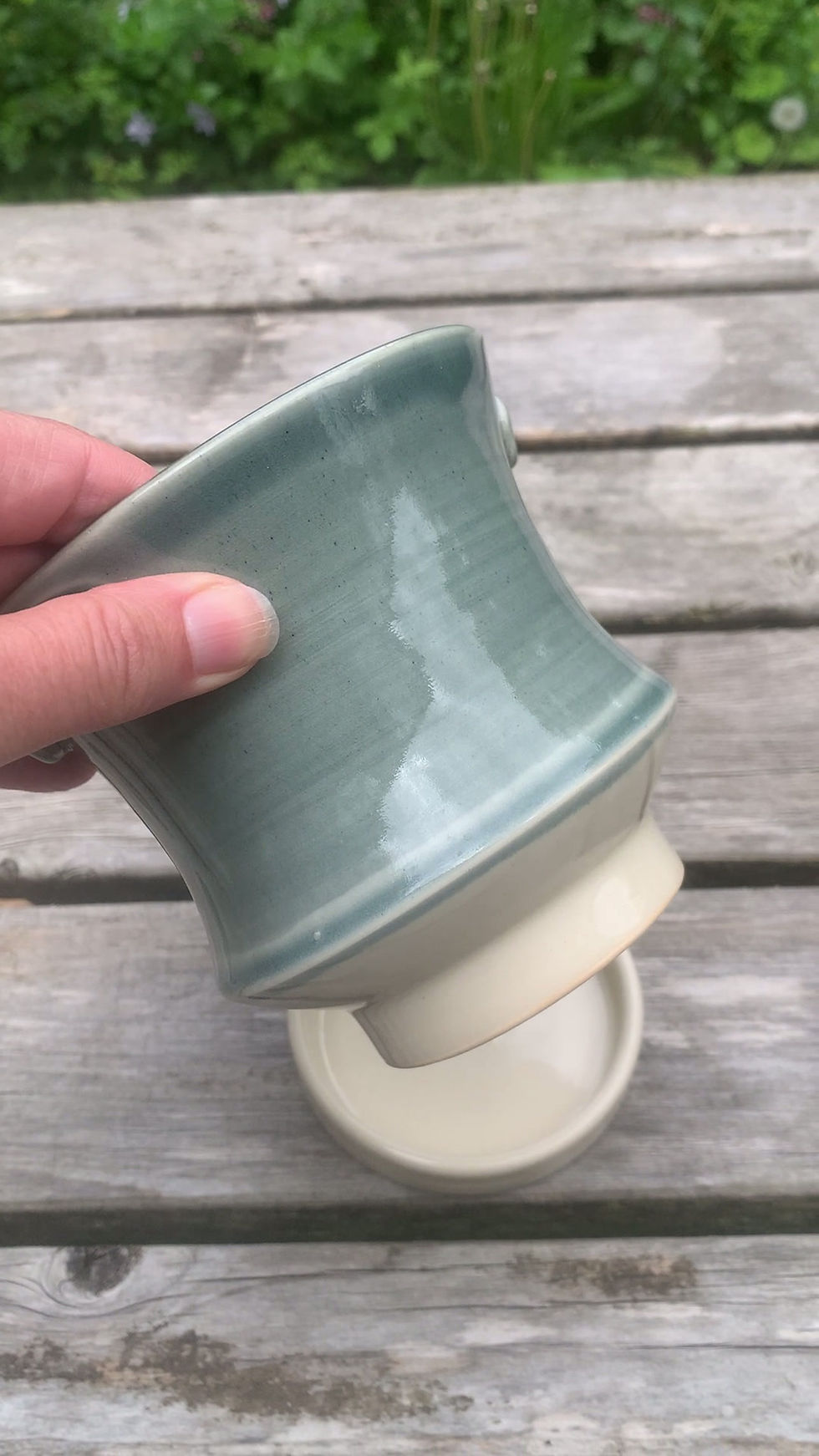 Thumbnail: Handmade Stoneware Berry Bowl with Saucer