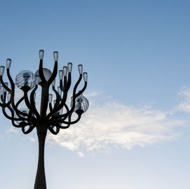 Lampadaire, urbain, nuage, minimal 