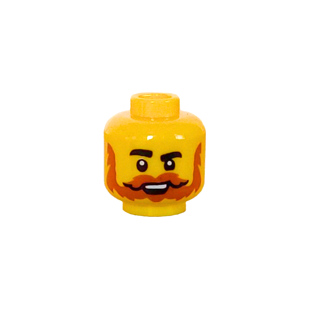 LEGO® Minifigure, Head Black Eyebrows, Dark Orange Beard and Moustache