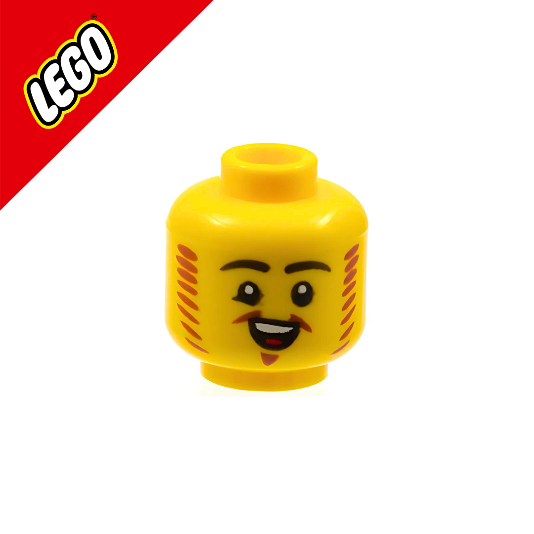 LEGO® Minifigure, Head Black Eyebrows,Mutton Chops and Van Dyke Beard