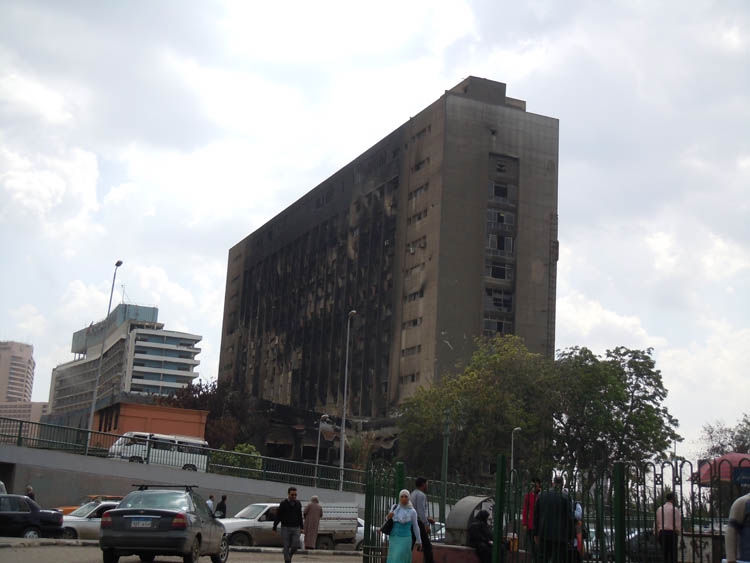Cairo burnt out building