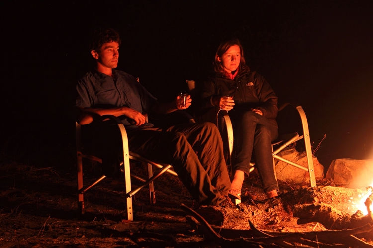 Nick and Amy by the fire
