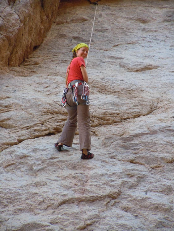 Amy rappelling