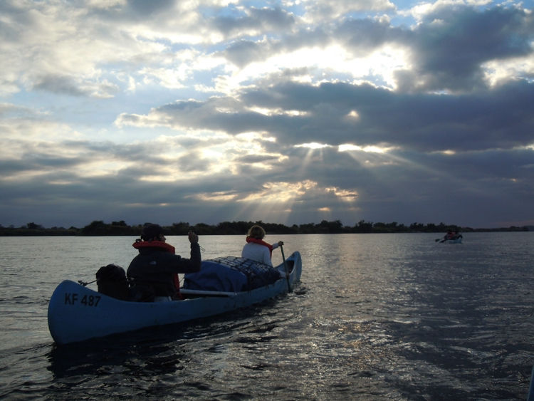 Paddling into the sunset on the Zambezi