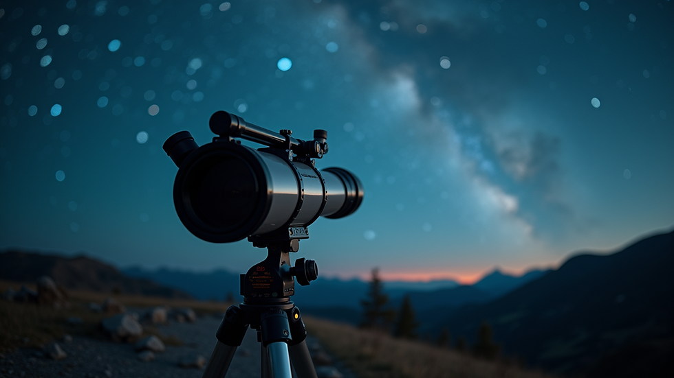 Eye-level view of a telescope set up for stargazing