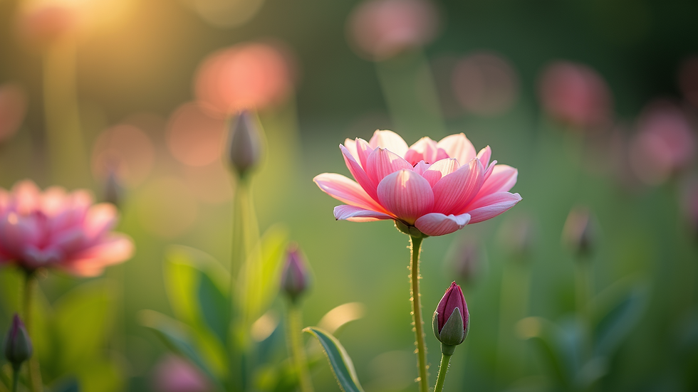 Close-up view of blooming flowers in a tranquil garden