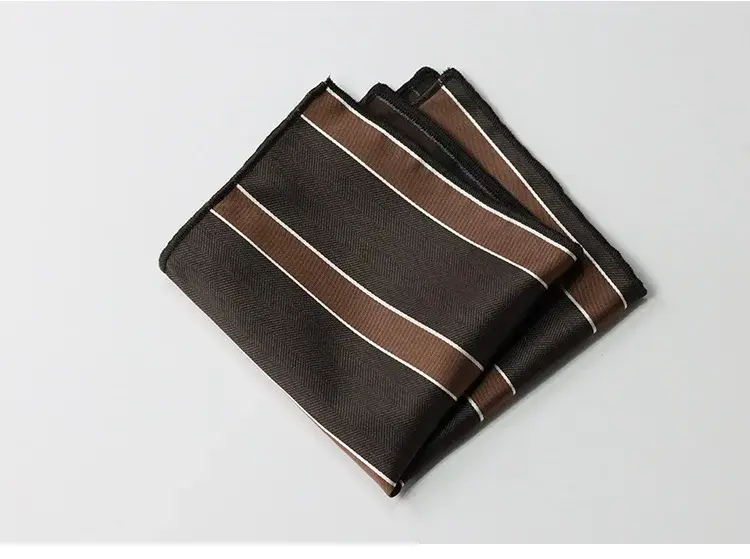 Thumbnail: Brown Color Pocket Square for Men Adult Striped Paisley Floral Handkerchief