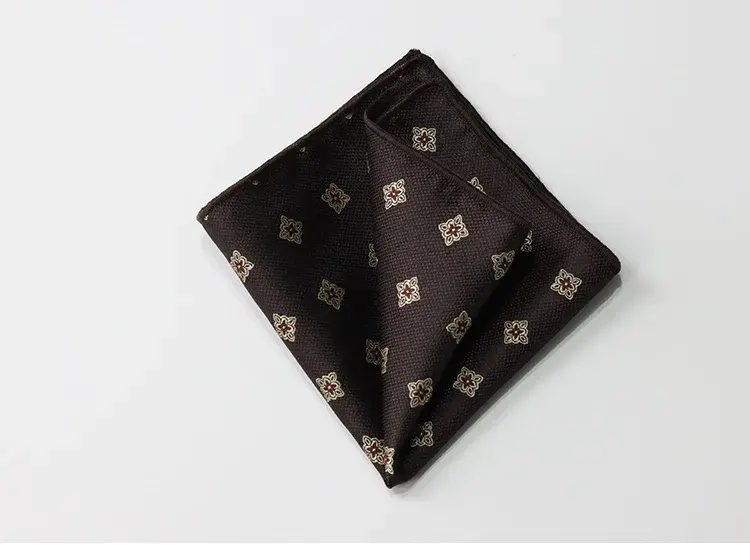 Thumbnail: Brown Color Pocket Square for Men Adult Striped Paisley Floral Handkerchief